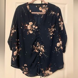 Torrid Harper Challis Button-Front 3/4 Sleeve Blouse
